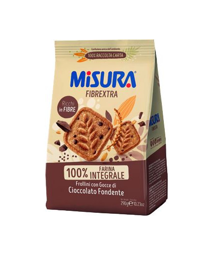 Misura Biscotti Fibrextra Con Gocce Di Cioccolato Fondente gr.290