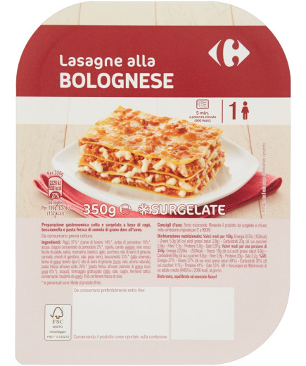Carrefour Lasagne Al Ragu Surgelate gr.350