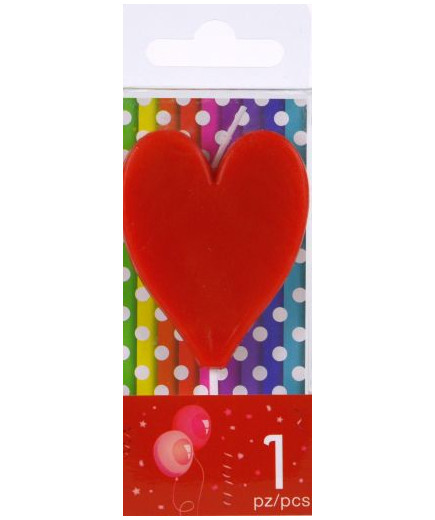 GABBIANO 1 CANDELA PARTY CUORE ROSSO