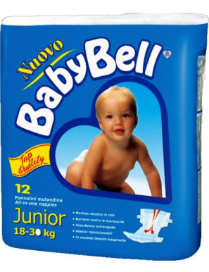 BABY BELL JUNIOR PANNOLINI X12 AZZURRO KG.18/30