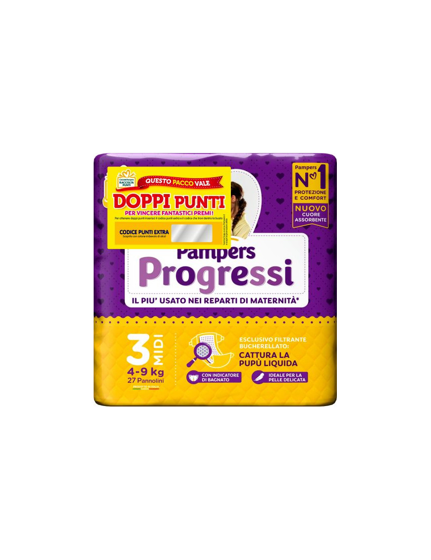 PAMPERS PROGRESSI MIDI PZ.27 (4-9KG) PANNOLINI