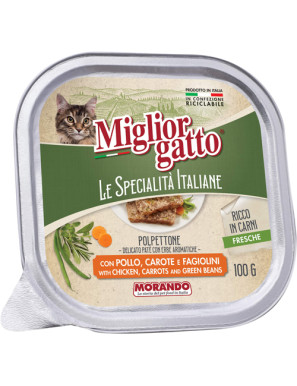 MORANDO MIGLIORGATTO SPECIA.ITPATE GR.100 POLLO CAROTE FAGIO