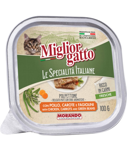 MORANDO MIGLIORGATTO SPECIA.ITPATE GR.100 POLLO CAROTE FAGIO