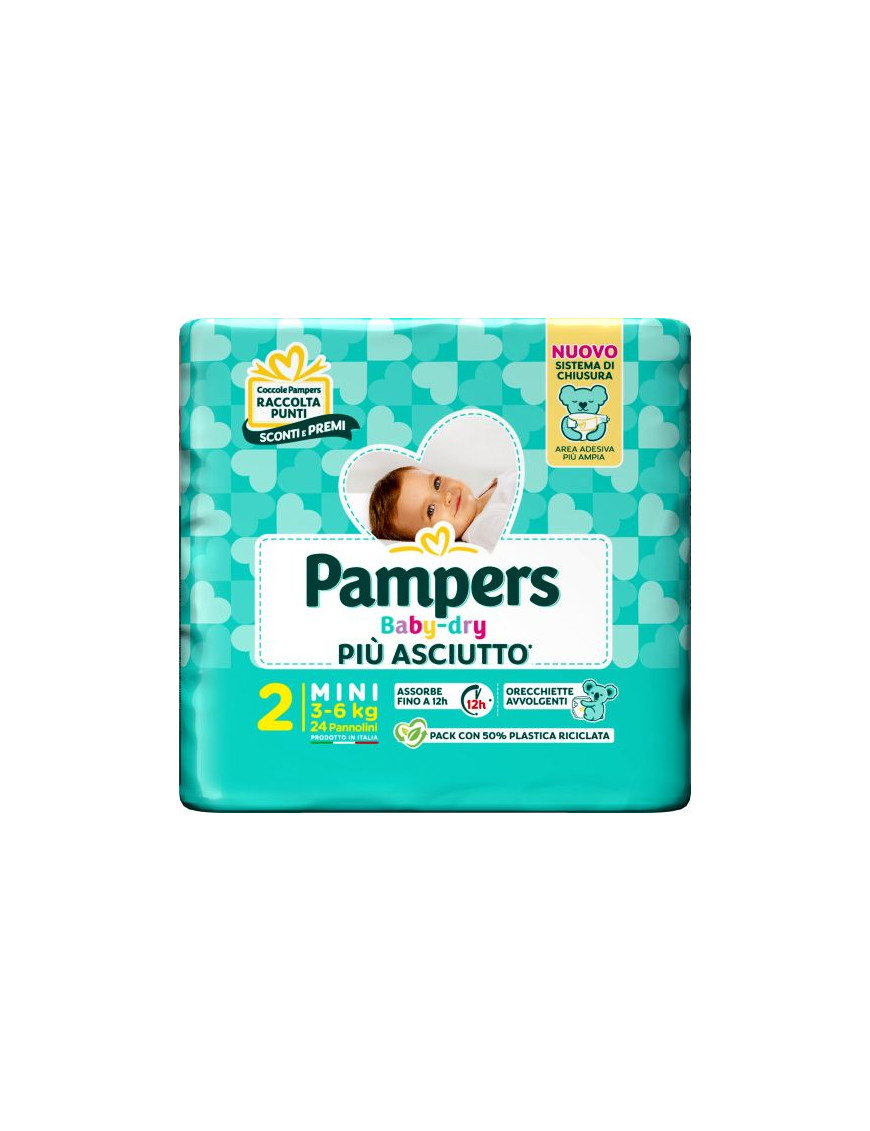 PAMPERS BABY DRY DOWNCOUNT MINI PZ.24 (3-6KG) PANNOLINI