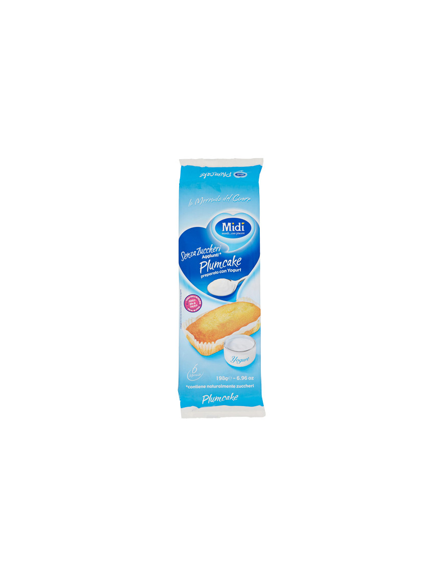 Midi Plumcake S/Zucchero Allo Yogurt gr.198 (6Pz) Vasch.