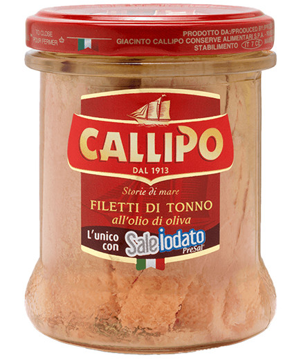 Callipo Filetti Tonno Olio Di Oliva Con Sale Iodato gr.171 Vaso In Vetro