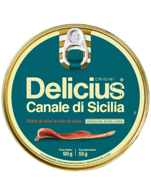 Delicius Filetti Di Alici Xl Olio D'Oliva Canale Di Sicilia gr.90 Latta