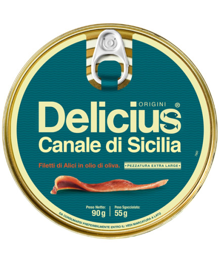 Delicius Filetti Di Alici Xl Olio D'Oliva Canale Di Sicilia gr.90 Latta